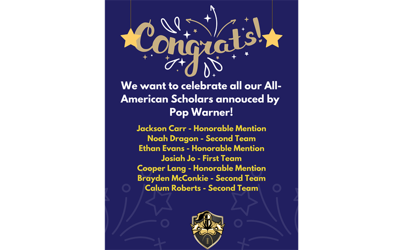 2022-2023 Pop Warner All-American Scholars